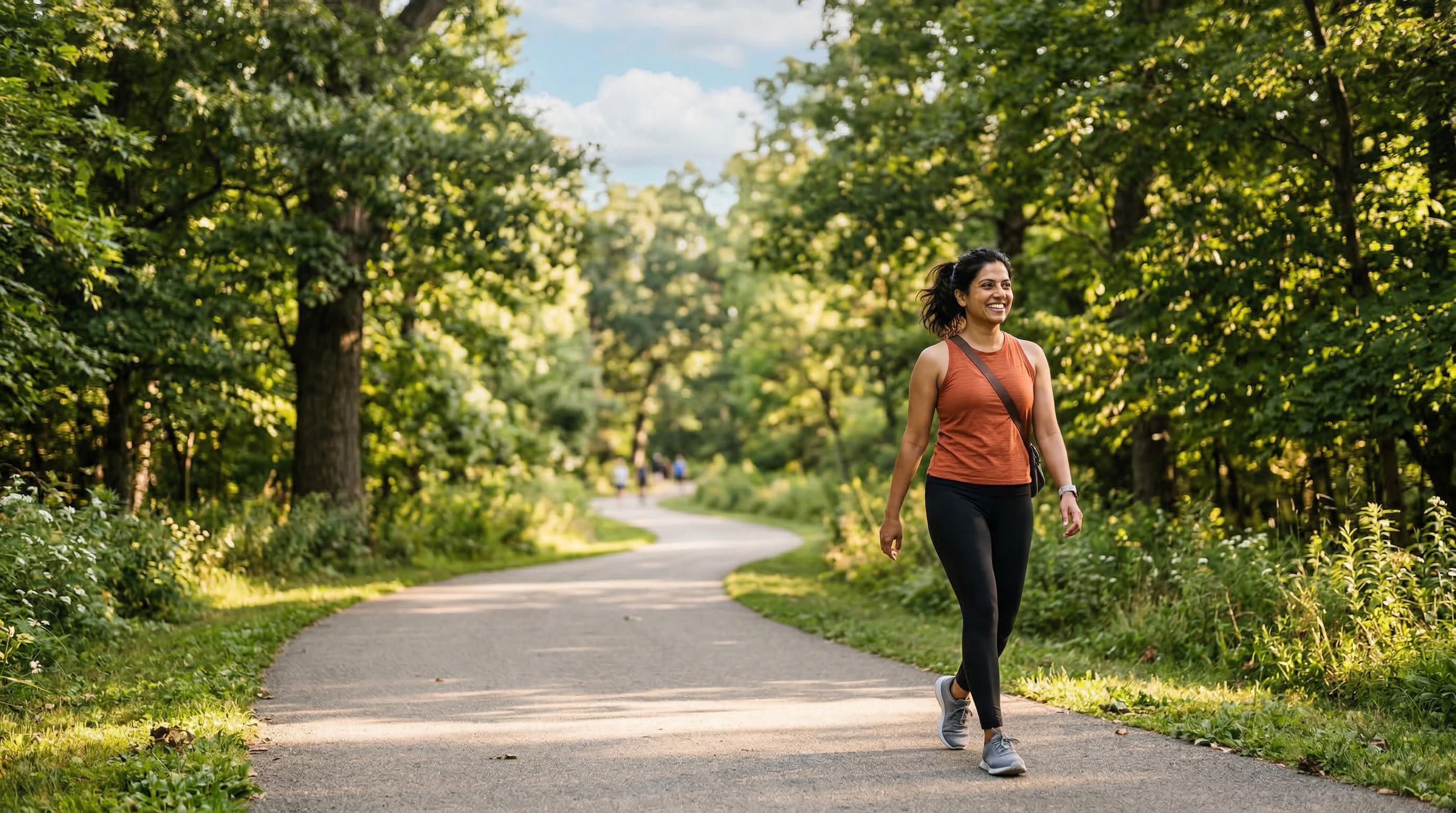 Indian person walking outdoors after a meal for diabetes management